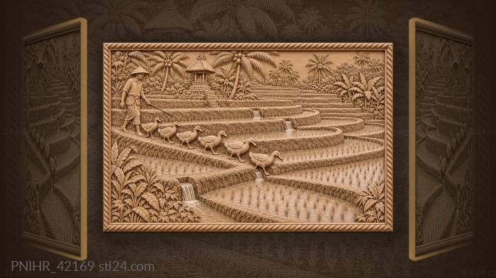 Balinese rice fields ducks herder 3d STL model