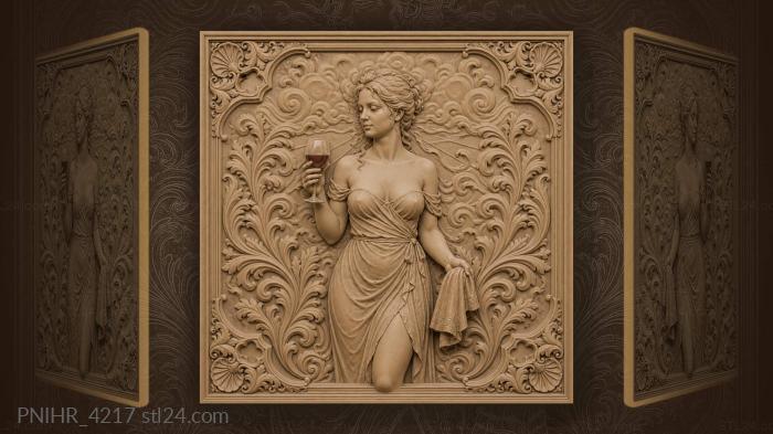 Two friends with wine glass and towel 3d STL model