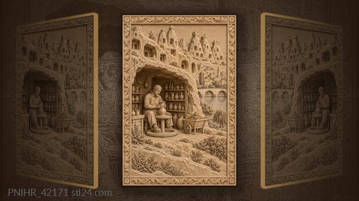 Wheel inside a tufa cave workshop 3d STL model