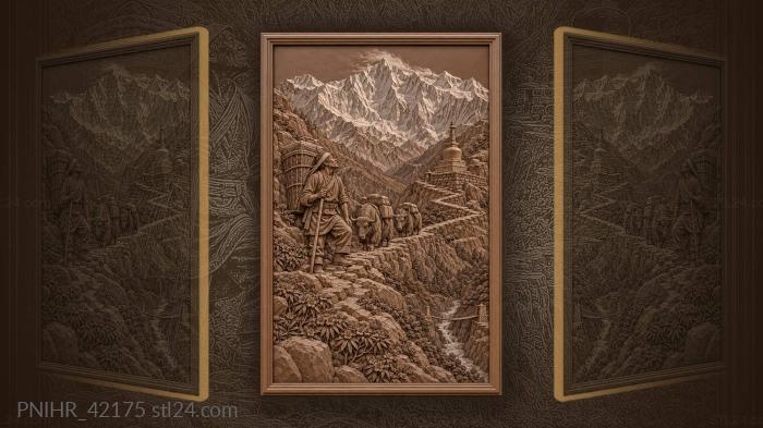 Himalayan porter with mountain vista 3d STL model