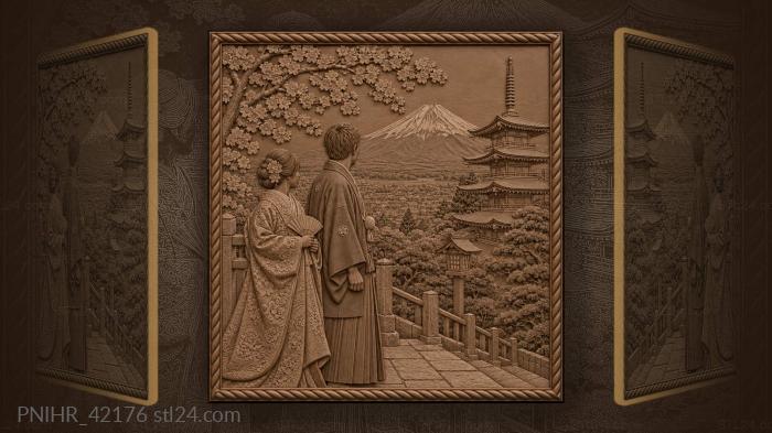 Newlyweds celebrate beside the fuji pagoda 3d STL model