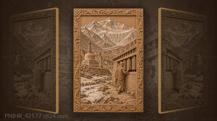 Tibetan monk walks along rongbuk monastery 3d STL model