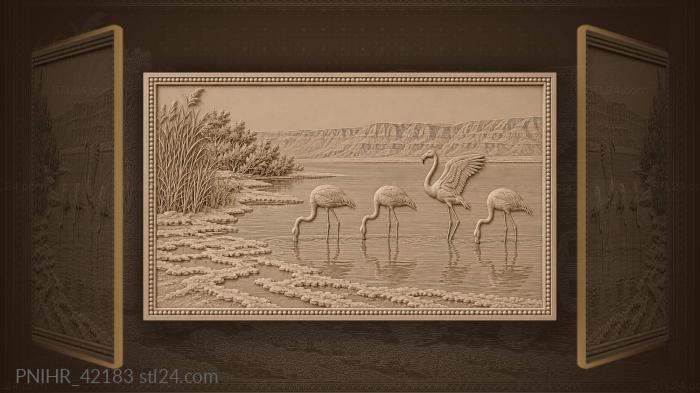 Dead sea flamingos and moab cliffs 3d STL model