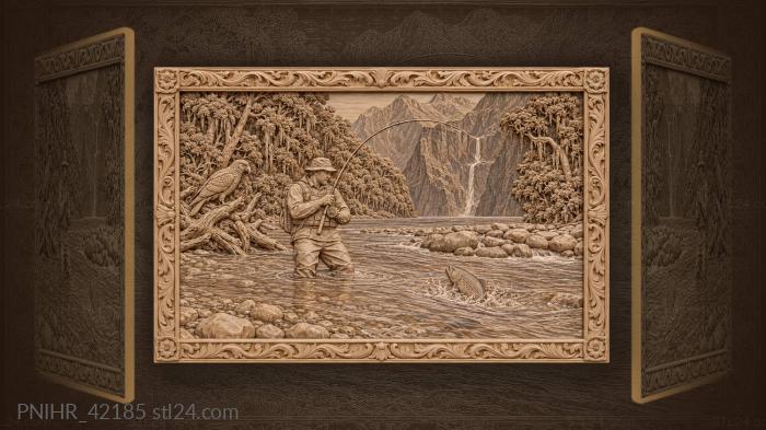 Cleddau river fisherman trout landscape 3d STL model
