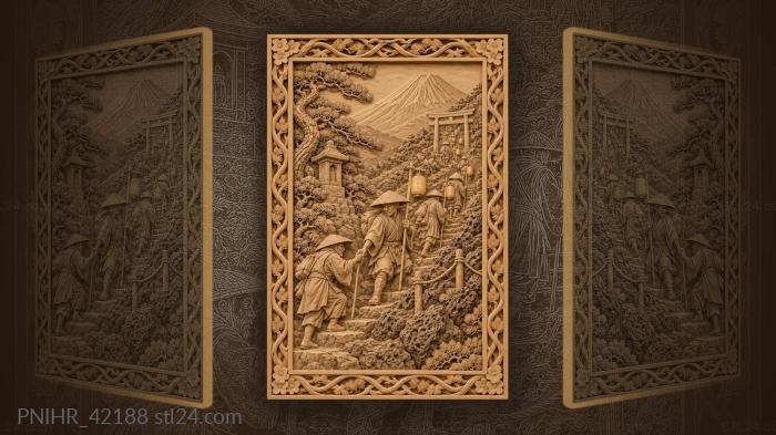 Night pilgrims climbing fuji mountain 3d STL model