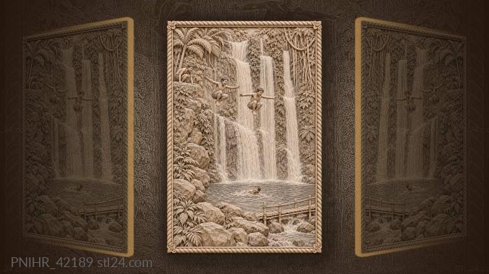 Balinese waterfall with playful boys 3d STL model