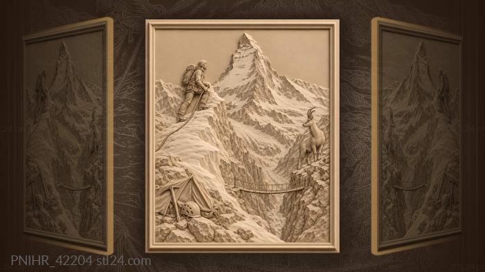 Matterhorn climber and watchful chamois 3d STL model