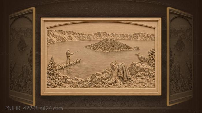 Lone fisherman fishes from log 3d STL model