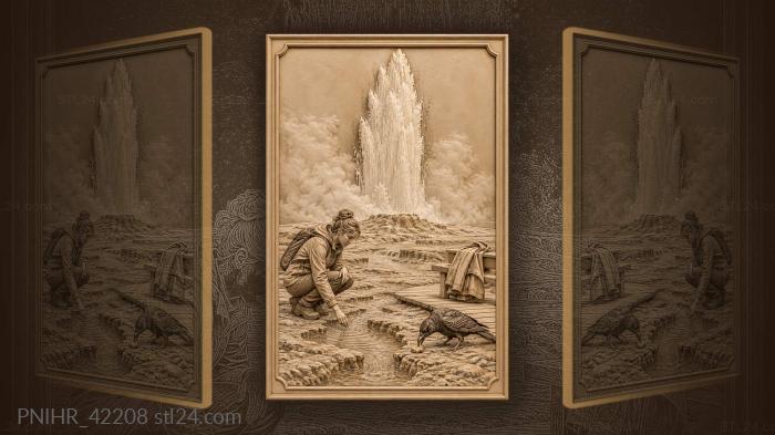 Geysir hot springs iceland scene 3d STL model