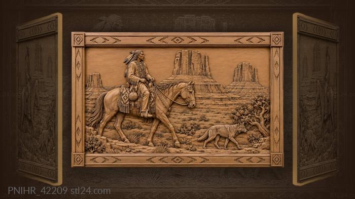 Horseman crosses the valley beside a coyote 3d STL model