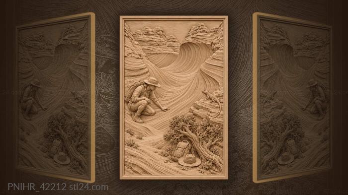Coyote buttes wave and desert hiker 3d STL model