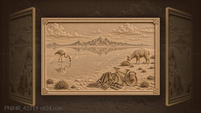 Uyuni salt flat flamingo llama 3d STL model