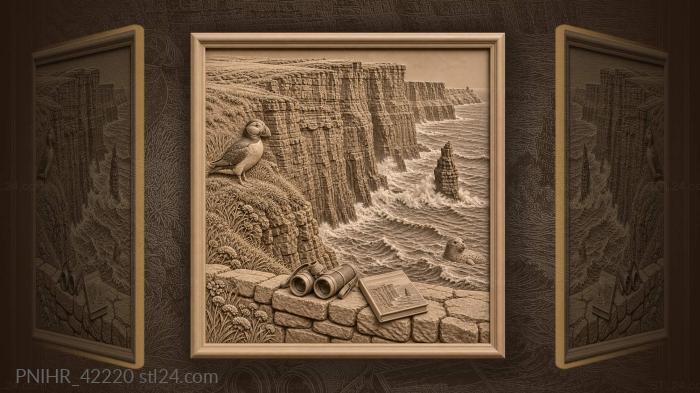 Puffin watches seal by cliffs 3d STL model