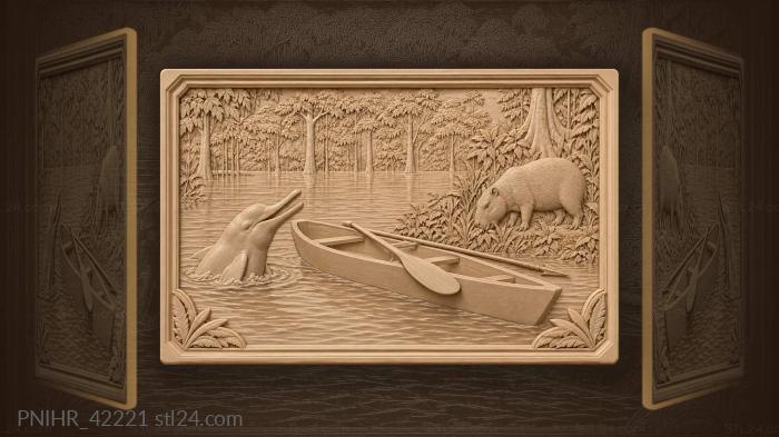 Amazon river dolphin and capybara 3d STL model