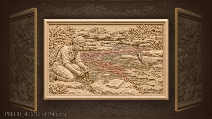 River biologist follows jacana across crystal waters 3d STL model