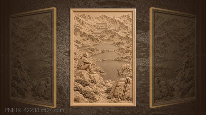 Chamois drinks while hiker rests 3d STL model
