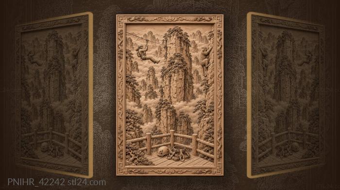 Adventurer sails past climbing macaque 3d STL model