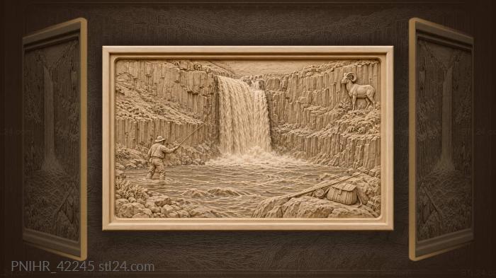 Bighorn meets fisherman by river 3d STL model