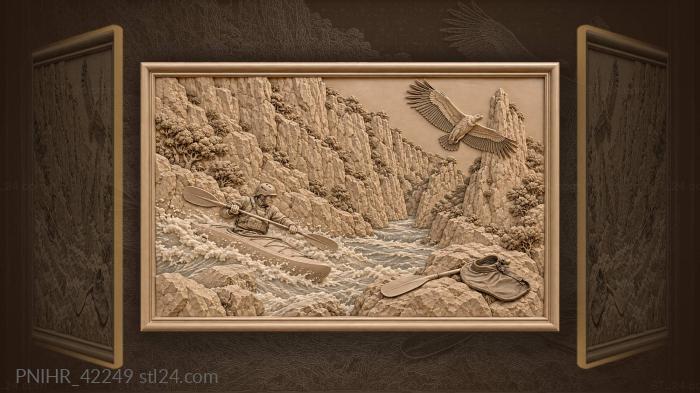 Verdon gorge kayaker and griffon vulture 3d STL model