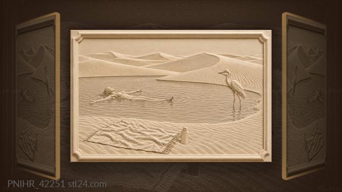 Dunes lagoon swimmer heron tranquility 3d STL model