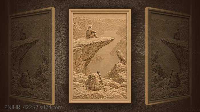 Traveler leaves backpack atop trolltunga 3d STL model