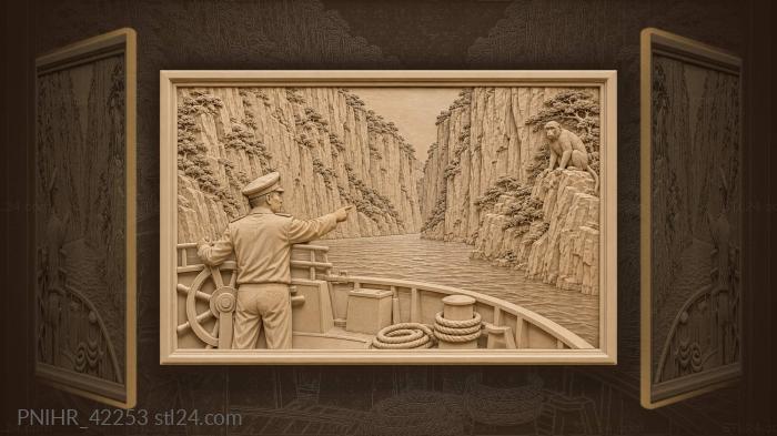 Ship passes beneath the cliffside monkey 3d STL model