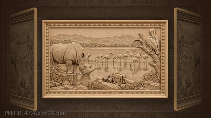 Nakuru rhino flamingos acacia pelican 3d STL model