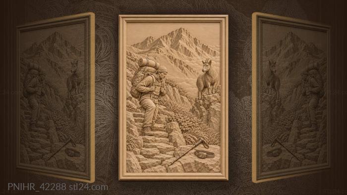 Serow watching the path from a ledge 3d STL model