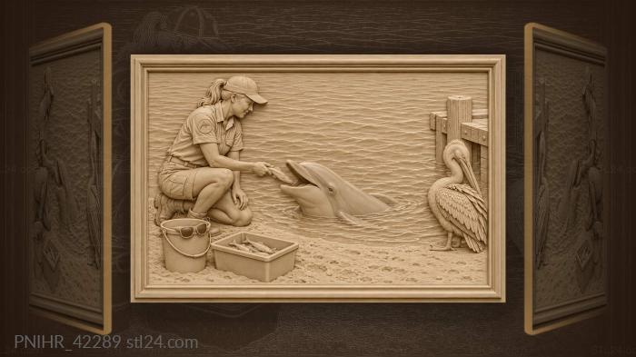 Dolphins ranger pelican sunny beach 3d STL model