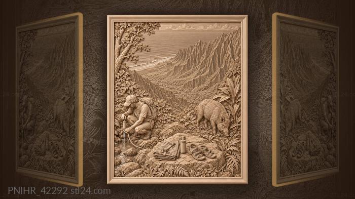 Kalalau valley hiker wild boar 3d STL model