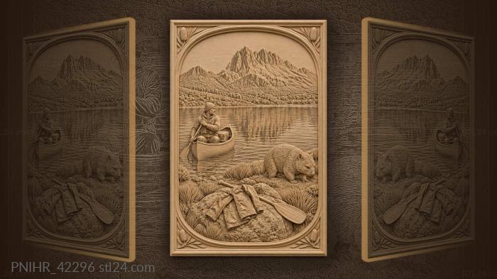 Wombat wanders beside canoeist 3d STL model