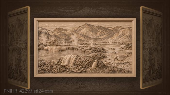 Icelandic hot spring trek mountains 3d STL model