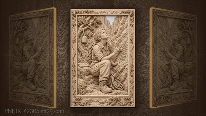 Brush reveals the fossil beside climbing rope 3d STL model