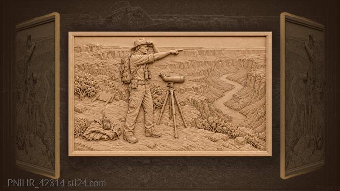 Canyon ranger views distant river 3d STL model