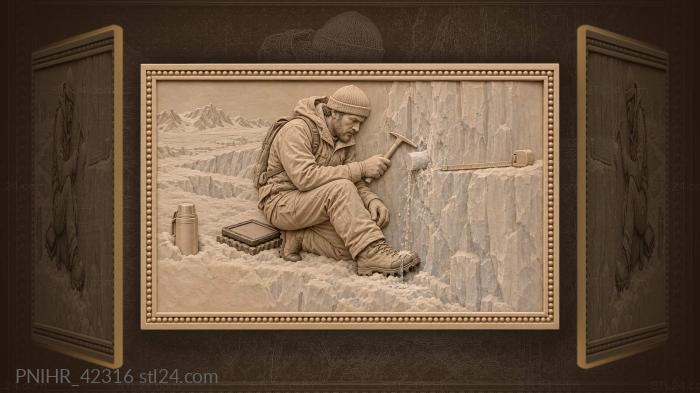 Glaciologist chipping a core from blue ice 3d STL model