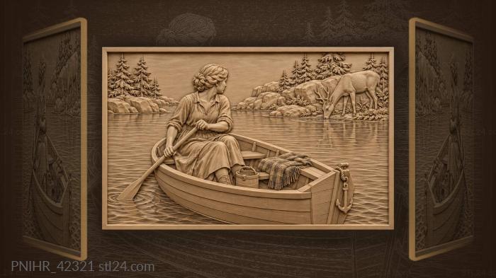 Lakeside rower and gentle deer 3d STL model