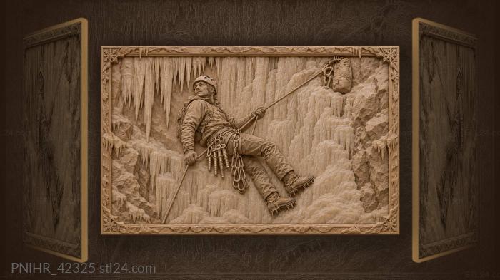 Ice climber descending frozen cascade 3d STL model