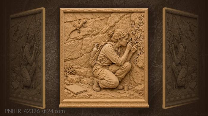 Botanist studying rare canyon lichen 3d STL model