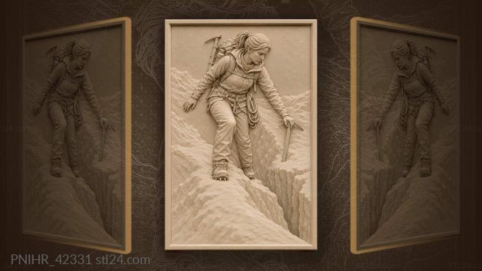 Alpine climber on snowy ridge 3d STL model