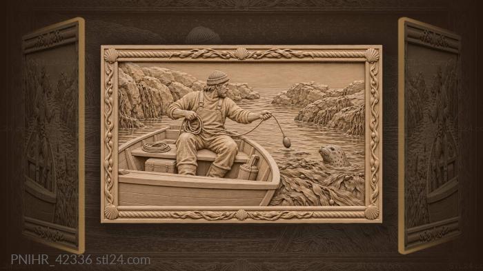 Seal surfaces beside the anchored skiff 3d STL model