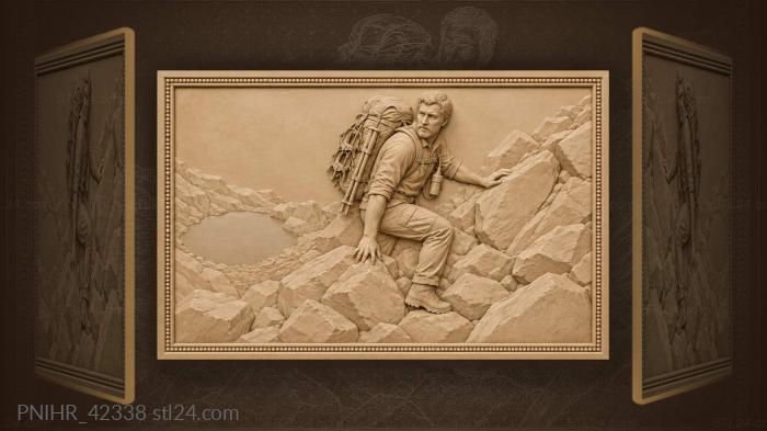Mountain hiker glacial lake view 3d STL model