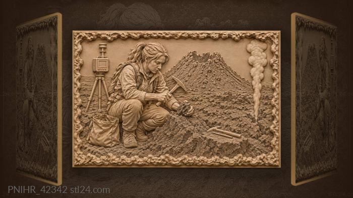 Volcanologist studying fresh lava flow 3d STL model