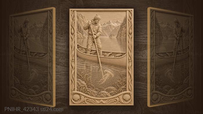 Kayaker watching pulsing fjord jellyfish 3d STL model