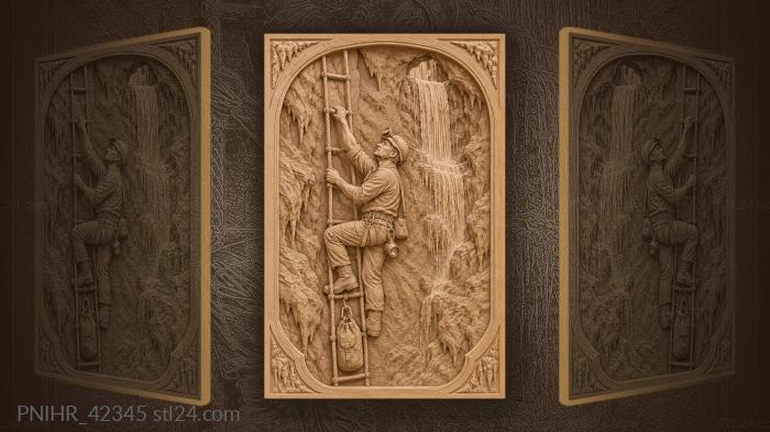 Cave explorer climbing waterfall shaft 3d STL model