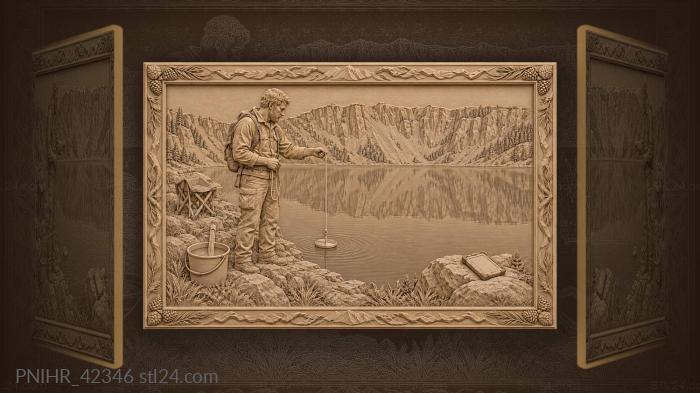 Volcanic lake research scientist observation 3d STL model