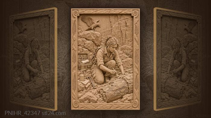 Paleontologist discovering ancient fossil wood 3d STL model