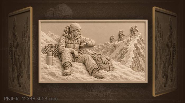 Climbers on snowy mountain ridge 3d STL model