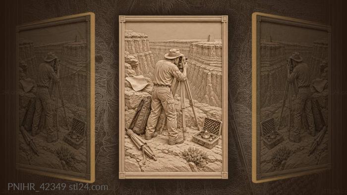 Surveyor at canyon edge mapping 3d STL model