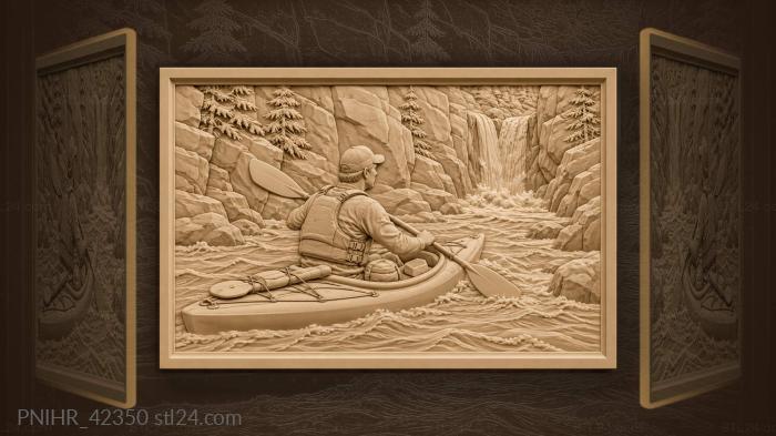 Kayak adventure narrow gorge waterfall 3d STL model