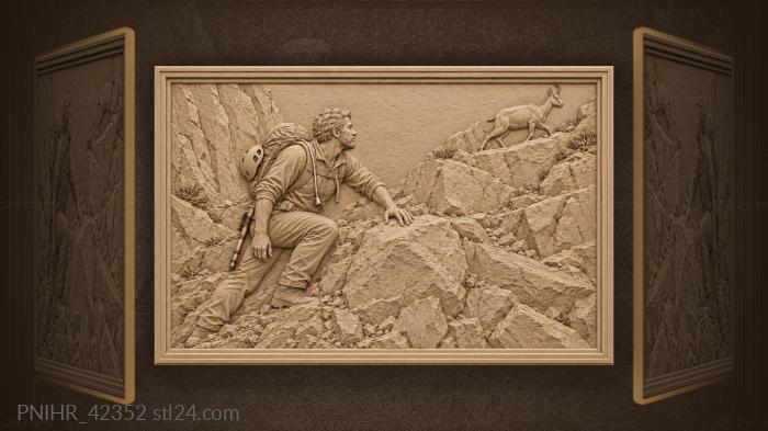 Alpine climber and mountain goat 3d STL model